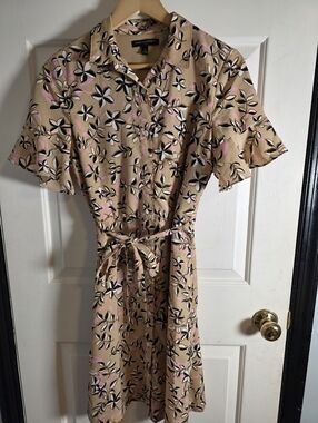 Banana Republic Floral Print Shirt Dress Short Flare Sleeves Size 4